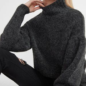 Express X You Chunky Turtleneck Sweater- Charcoal Gray